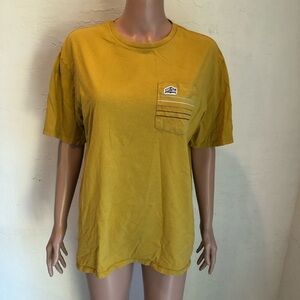 Patagonia Organic Cotton Yellow Line Logo Stripes Pocket T-Shirt Men’s Size M